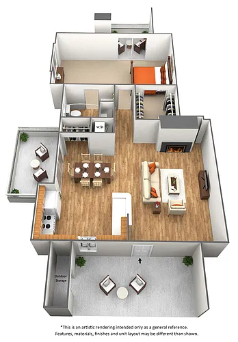 Floor plan 1 Bedroom 1 Bath - A2