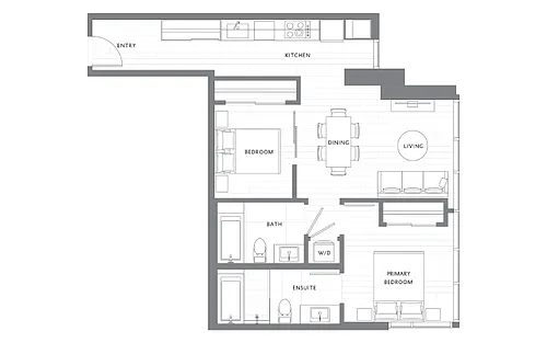 Floor plan 2 Bedroom 2 Bath B7