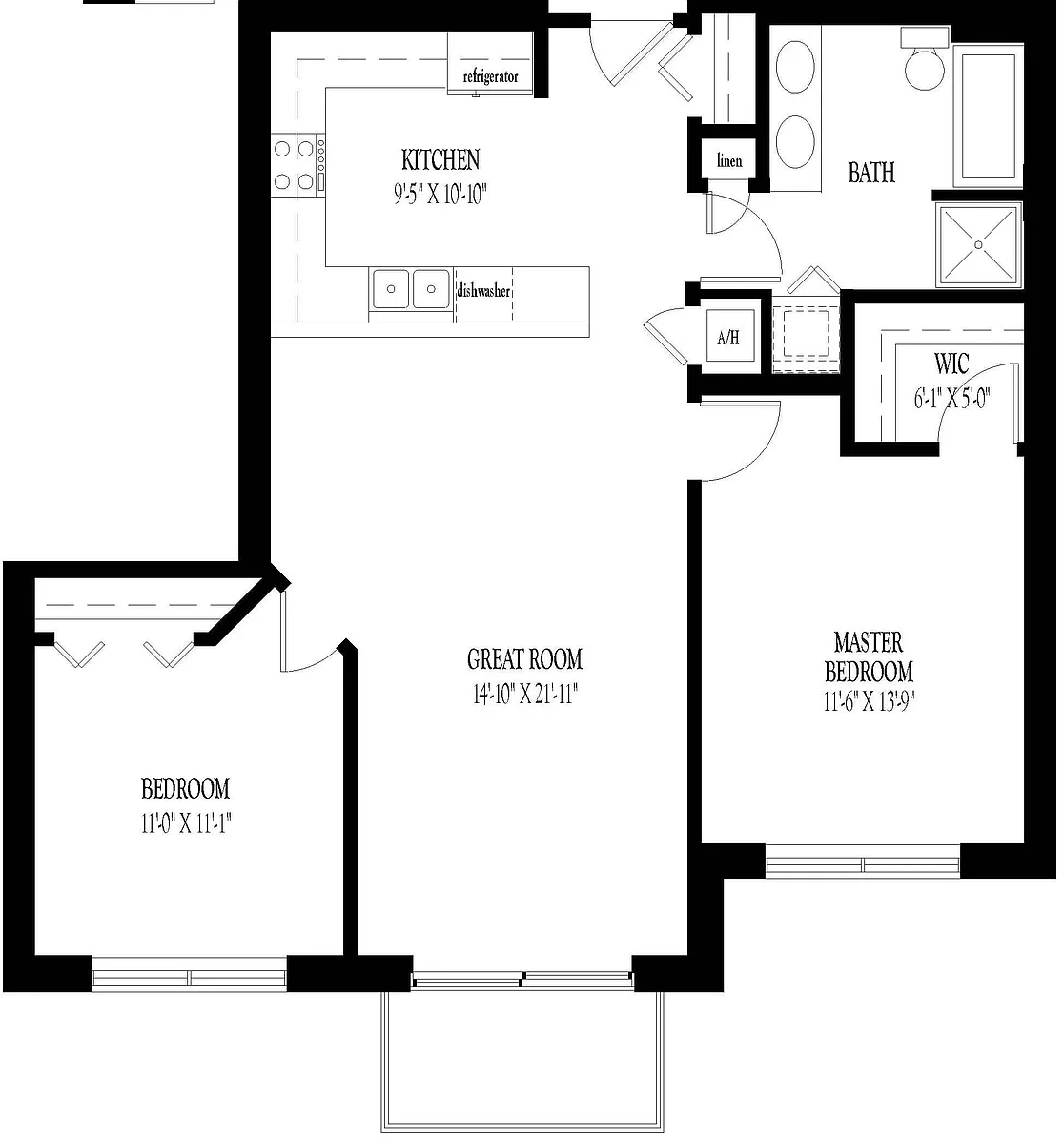 Floor plan 2 Bed 1 Bath