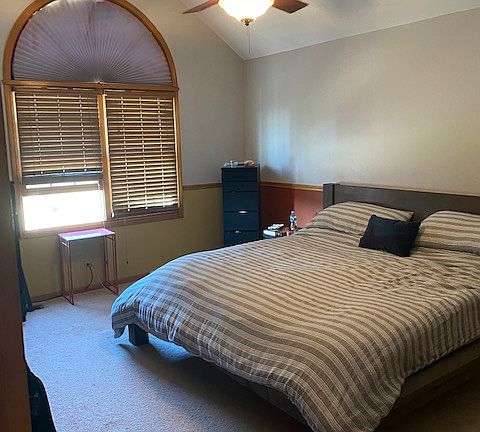 Master bedroom with vaulted ceilings!