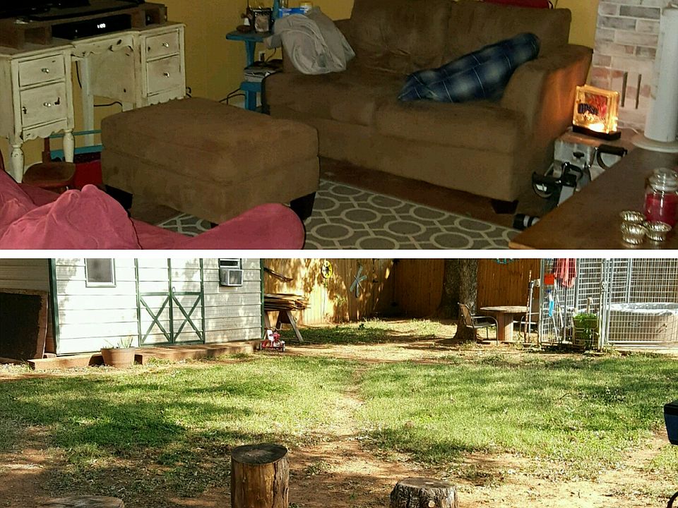 Living room and back yard