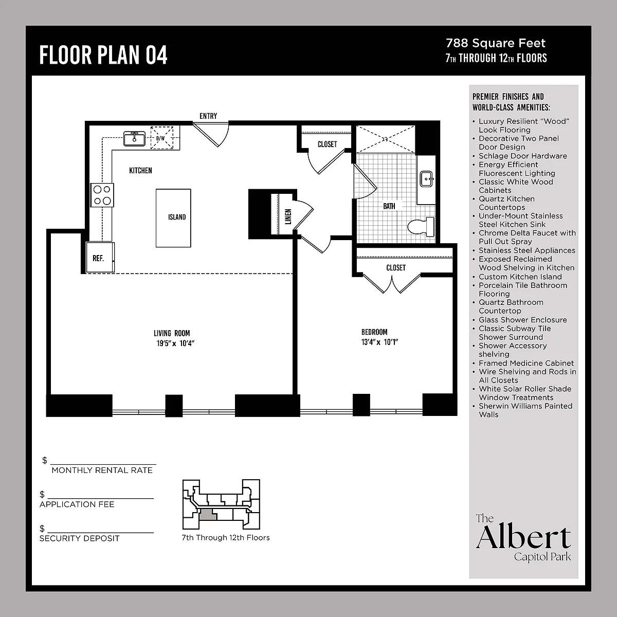 Floor plan 1 Bedroom Unit - A4