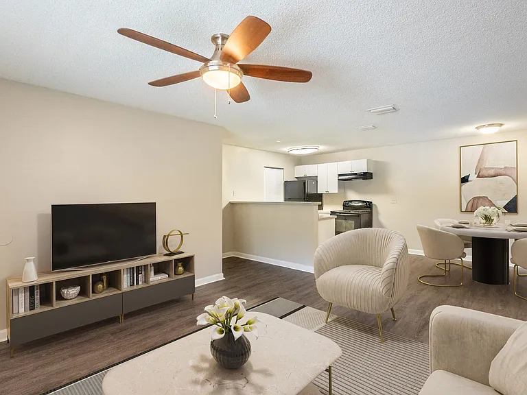 Virtually Staged Living and Dining Area