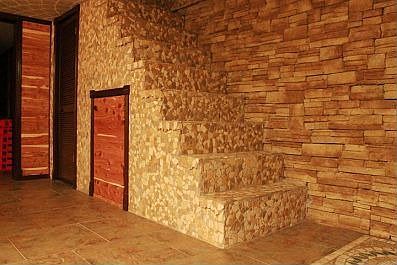 stone & cedar basement