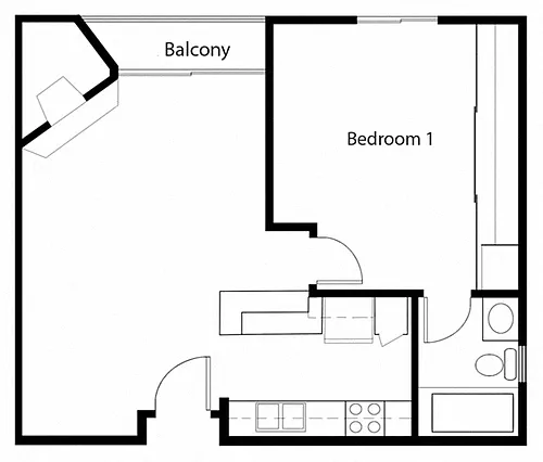 Floor plan 1BR 1BA - FLOOR PLAN C - 1441 MIDVALE