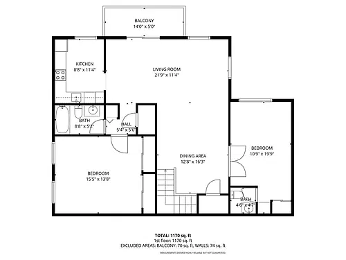 Floor plan 2 Bedroom/1.5 Bath