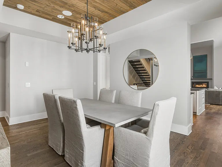Bright dining room with seating for 6.