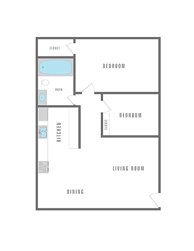 Floor plan 2 Bedroom 1 Bath