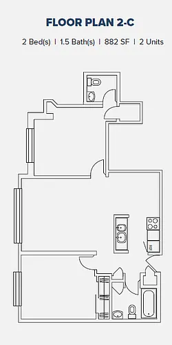 Floor plan Two Bed - 2 C (Corporate)