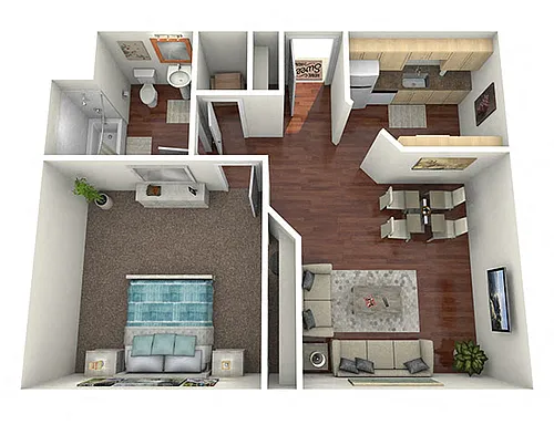 Floor plan 1BR/1BA Tivoli (Midrise)