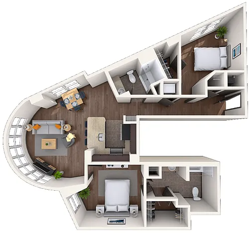 Floor plan Traditional 2x2 965-1080 SF