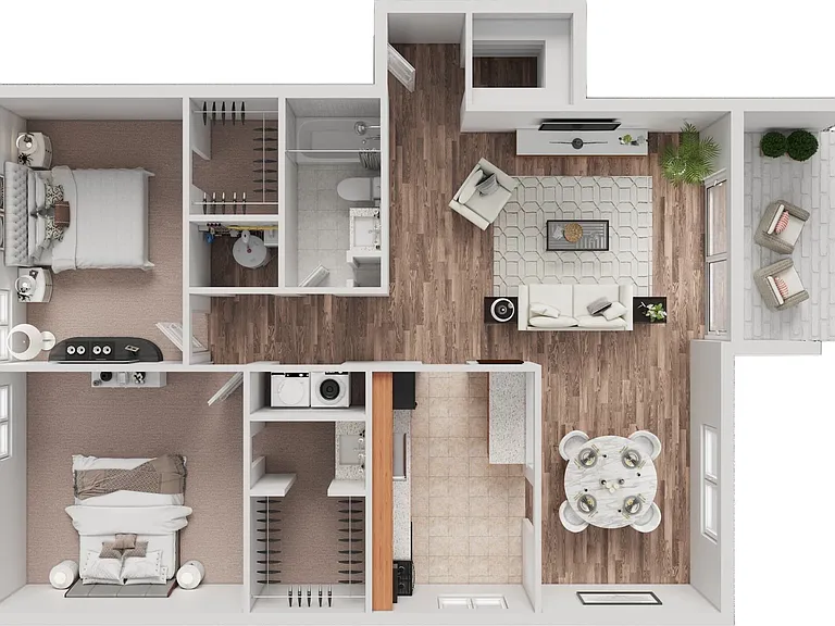 2 Bedroom 2 Bedroom