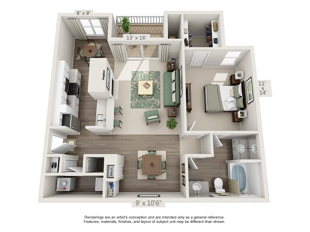 Floor plan 1 Bedroom Cumberland Platinum