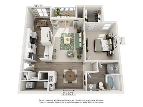Floor plan 1 Bedroom Cumberland Platinum