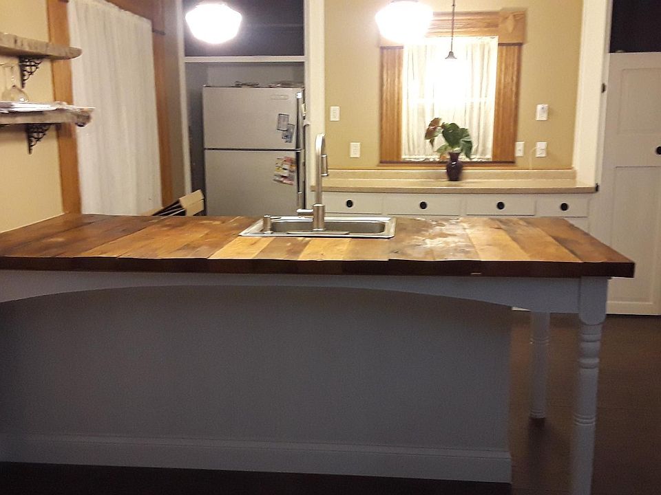 Kitchen off of living room.