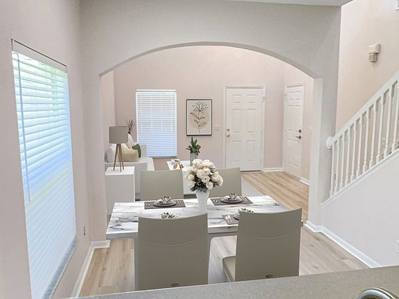 View from kitchen to dining/living areas