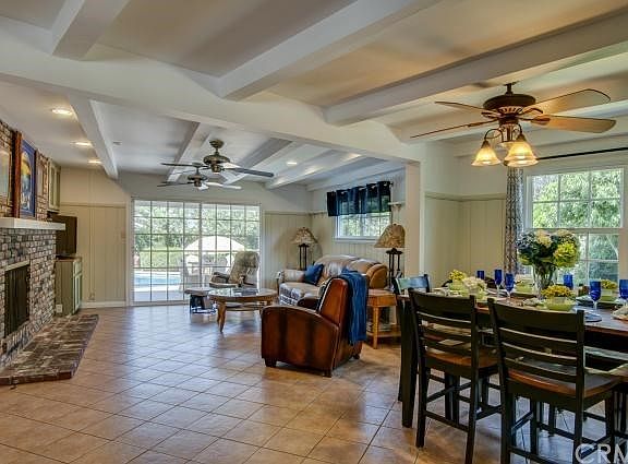 Family room and dining room with a perfect view of the pool