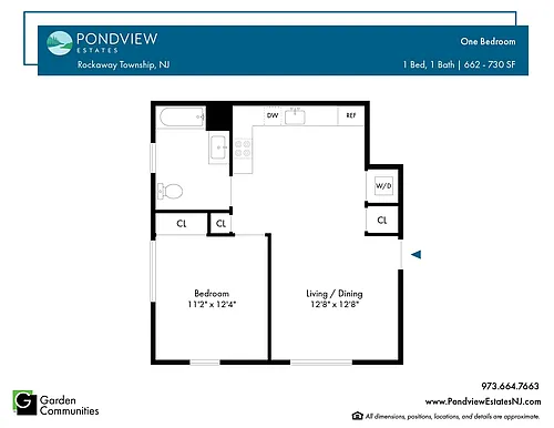 Floor plan $3.93/sq.ft. - One Bedroom