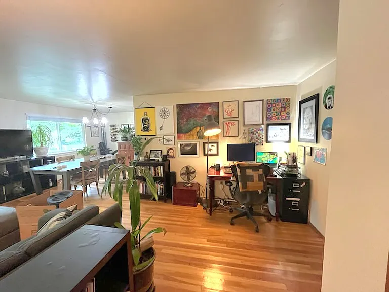 Access to 2 bedrooms, bathroom, laundry - right side of this photo (not shown). View from entry door.