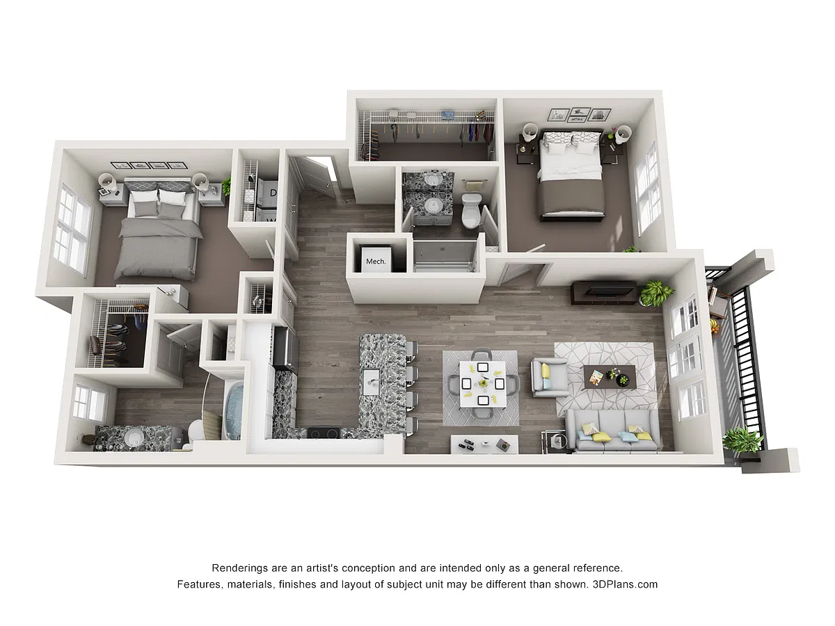 Floor plan B1 - Two Bedroom, Two Bathroom
