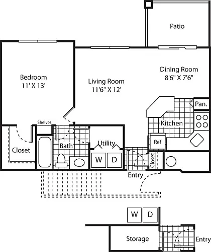 Floor plan One Bed A-1 - Phase I