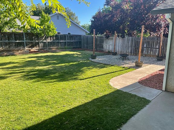 Backyard with firepit area