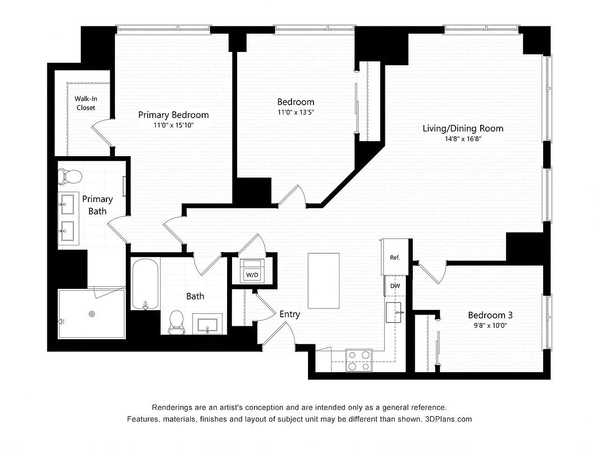 Floor plan D7P1 - Three Bedroom