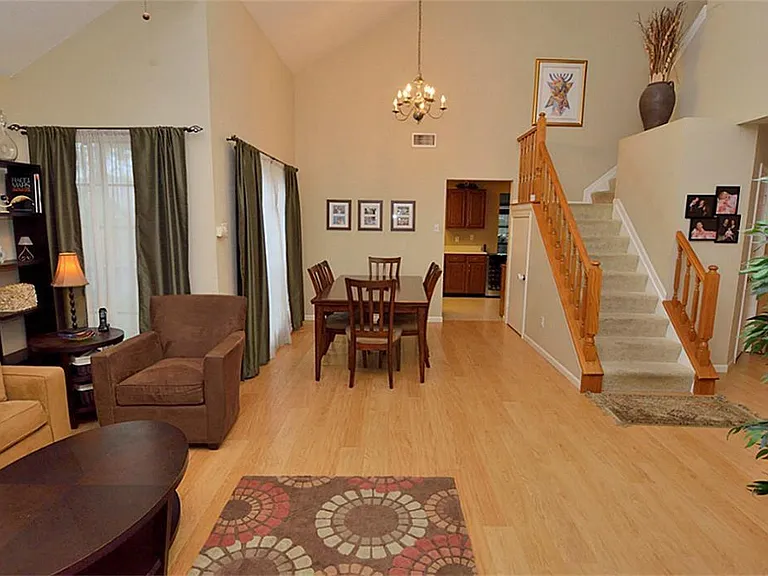 You are first greeted with the open living area.