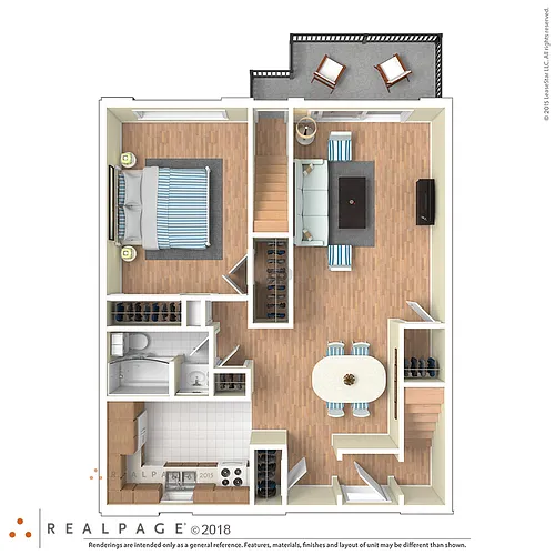 Floor plan 1 Bed 1 Bath Premium