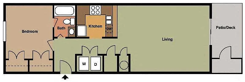 Floor plan Large 1Bed - 1Bath available with Lake View