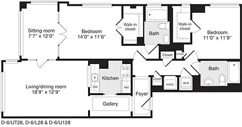 Floor plan 2 Bedrooms T