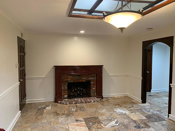 Dining room fireplace.