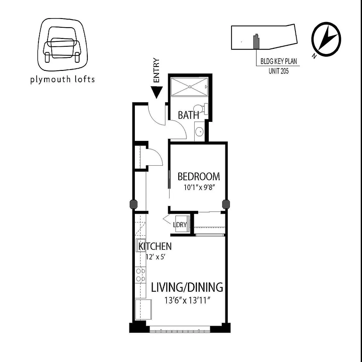 Floor plan 1 Bed / 1 Bath
