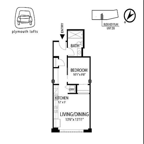 Floor plan 1 Bed / 1 Bath