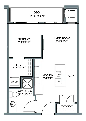 Floor plan 1 Bedroom F