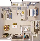 Chestnut | 1 bed / 1 bath with den Chestnut | 1 bed / 1 bath with den