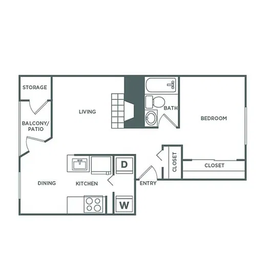 Floor plan 1 Bed, 1 Bath