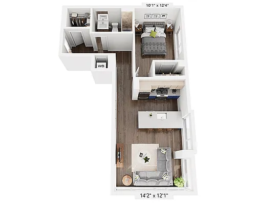 Floor plan One Bedroom A1AA