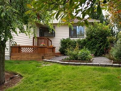 backyard deck and gardens