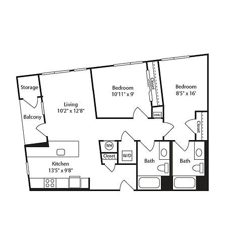 Floor plan 2 Bed/2 Bath-B14