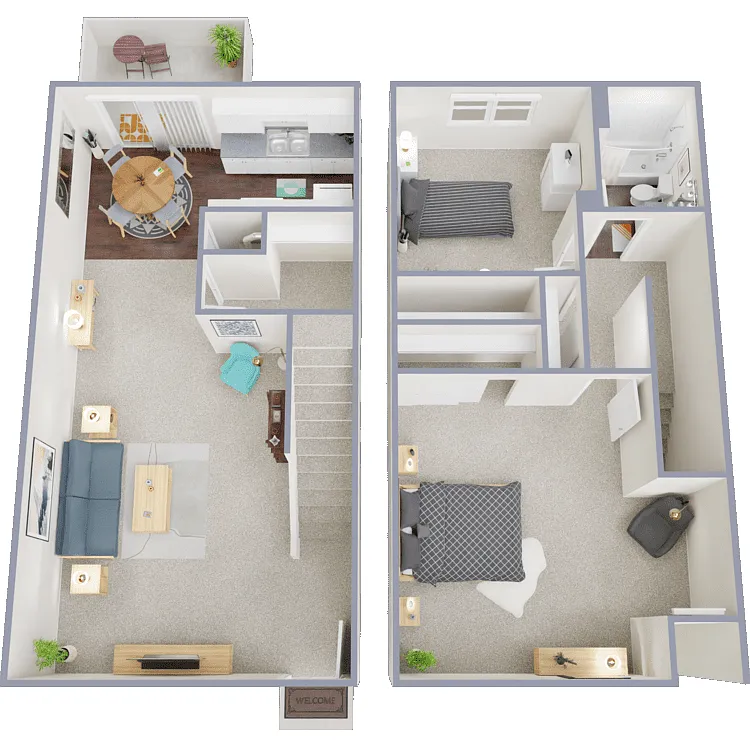 Floor plan 2 Bed Townhome