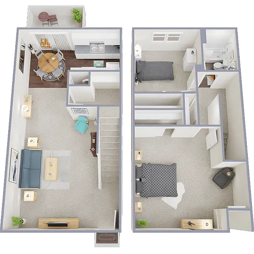 Floor plan 2 Bed Townhome