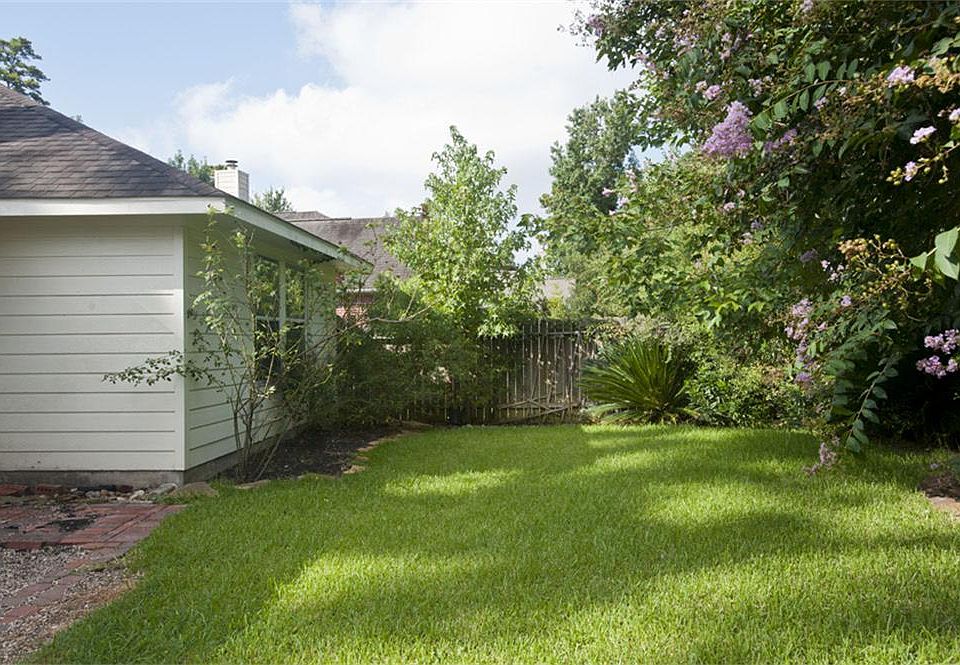 Private backyard with mature landscaping
