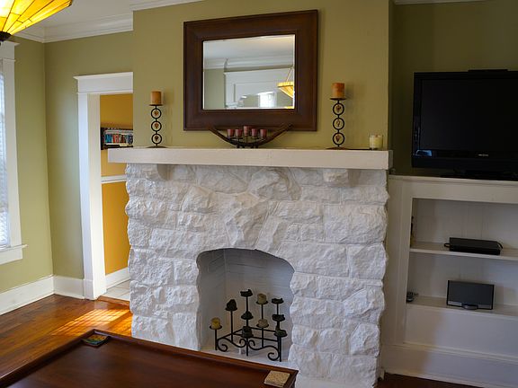 Stone fireplace
