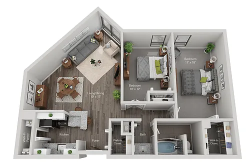 Floor plan Coolidge - 2 Bed, 1 Bath