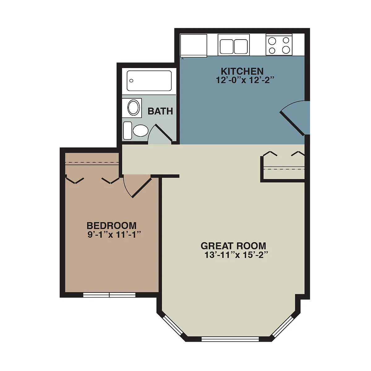 Floor plan 1 bedroom large