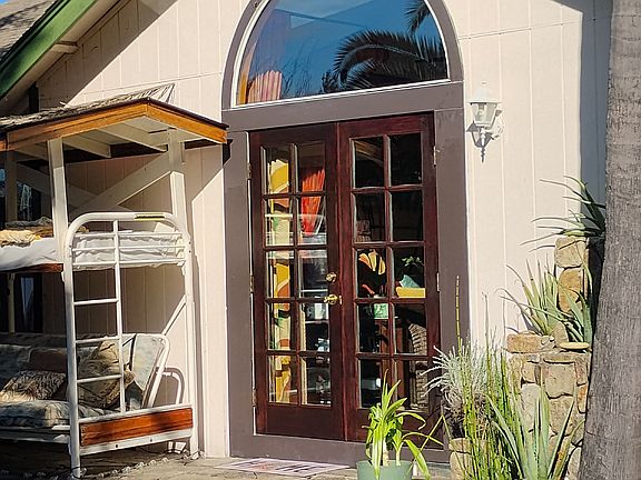 Outdoor futon and bunk bed for extra outdoor area and sleeping