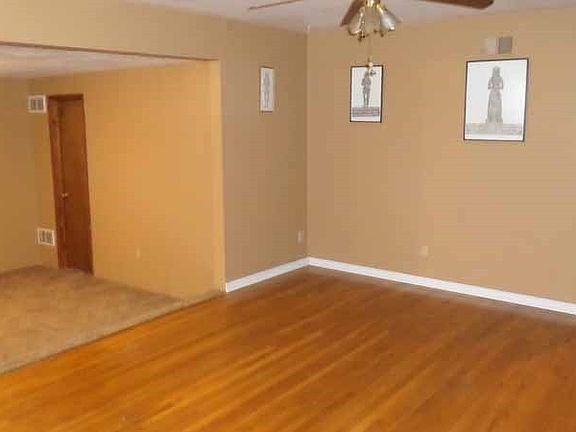 Beautiful hardwoods in the living room.  Large and spacious.