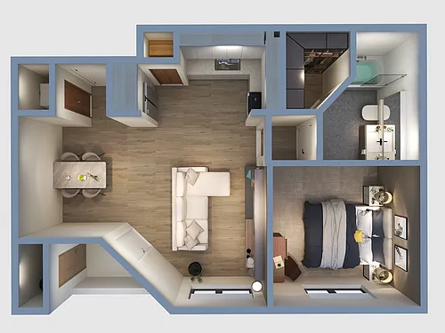Floor plan 1 Bedroom 1 Bathroom