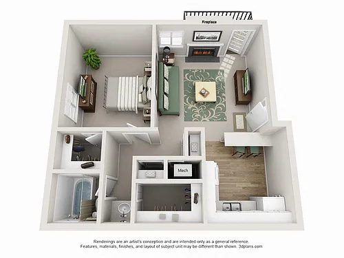 Floor plan 1 Bedroom 1 Bathroom